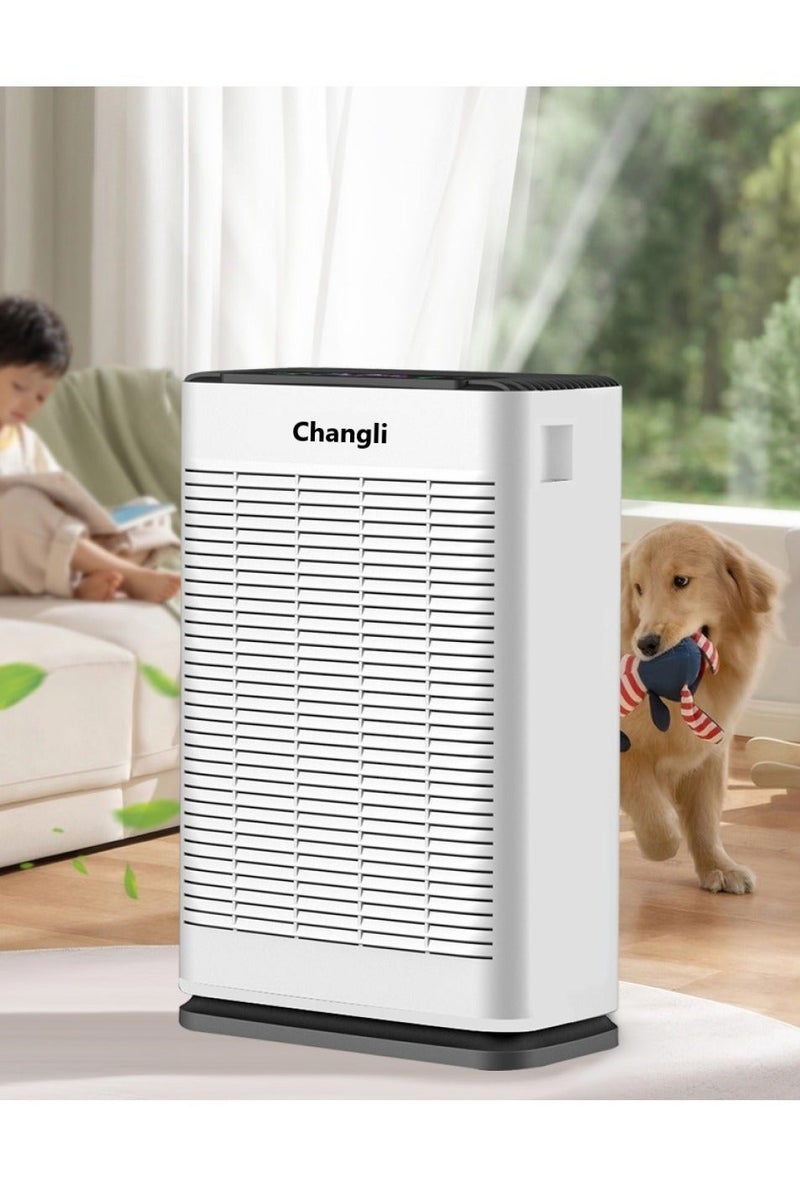 تشانجلي منقي هواء للمنزل والمكتب وفلتر هواء الغرفة الكبيرة مع مستشعر ذكي PM2.5، منقي هواء مع وضع السكون ومؤقت، يزيل الغبار والمواد المسببة للحساسية والروائح، ويمكنه تصفية الفورمالديهايد والكائنات الدقيقة ， يزيل حبوب اللقاح وشعر الحيوانات الأليفة - Image 1