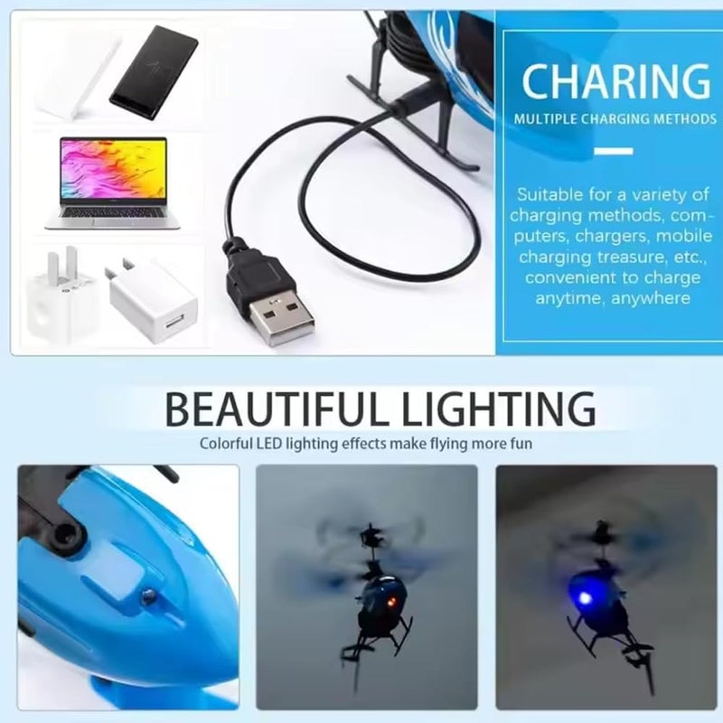KIDZYMON® Remote Control Charging Battery Helicopter, Gravity Flying, 3D Light, Safety Sensor, Indoor and Outdoor Flying, Charging Cable, Remote Battery not Included, Pack of 1 (Style 4 Blu) - Image 3
