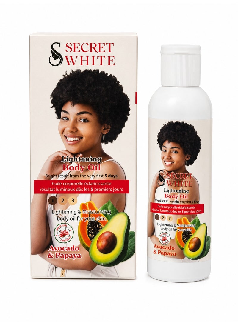 Secret White Lightening Body Oil with Avocado & Papaya, 250ml - Image 1