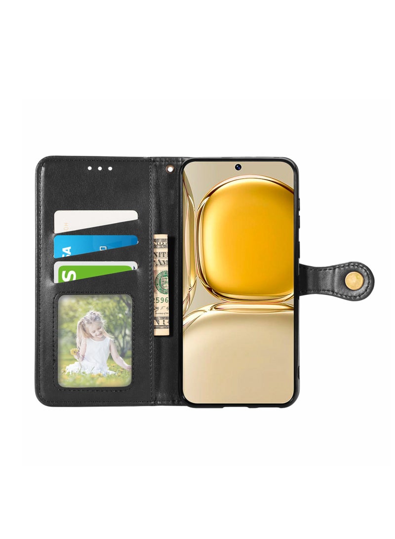 For Huawei P50 Magnetic Stand Flip Case Vintage Style PU Leather Flap with ID  Credit Card Slot Cash Pocket Stand Case - Image 3