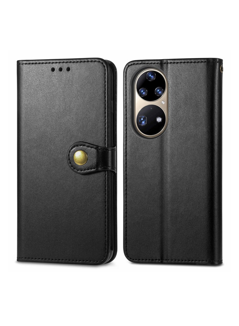 For Huawei P50 Magnetic Stand Flip Case Vintage Style PU Leather Flap with ID  Credit Card Slot Cash Pocket Stand Case - Image 1