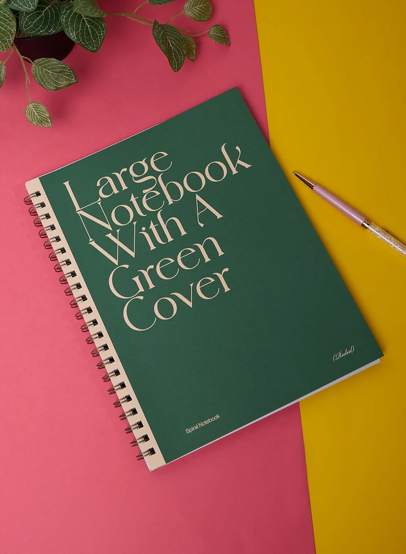 Typo Large Green Spiral Notebook Ruled