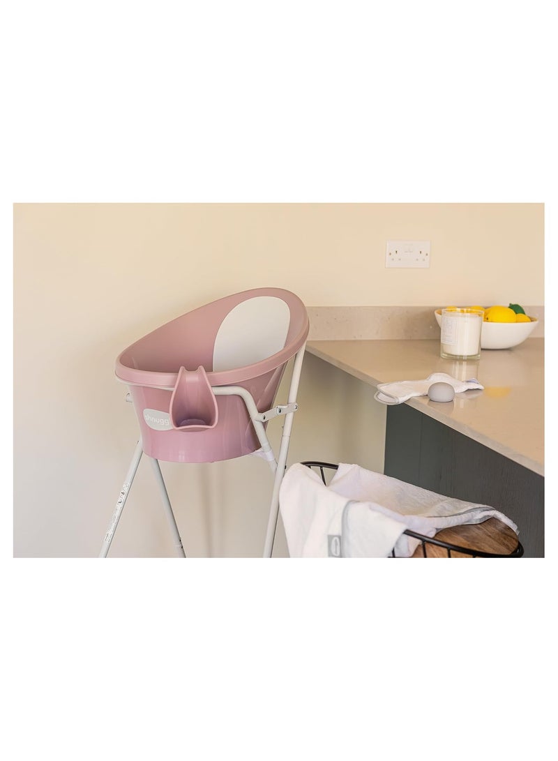 Shnuggle حمام شنجول للمواليد الجدد | دعم مدمج وظهر ناعم | مناسب من المواليد الجدد | دعم مقعد الحمام يشمل قابس | وردي مزهر - Image 3