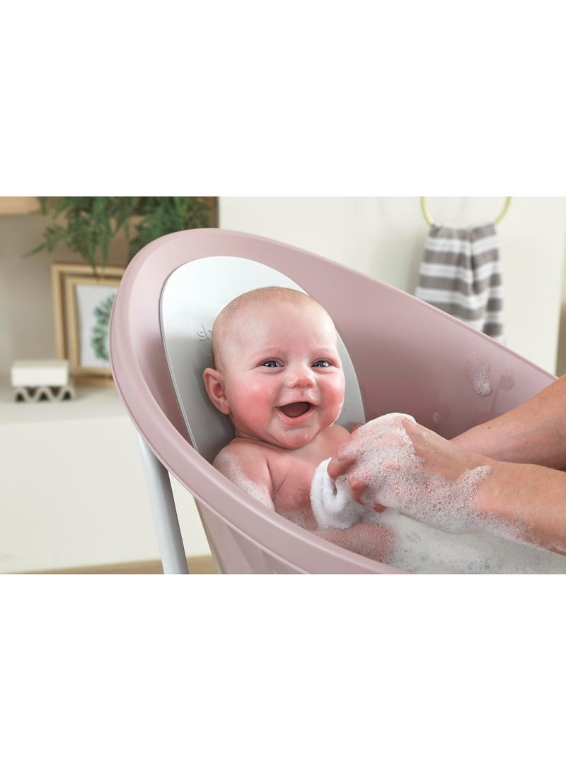 Shnuggle حمام شنجول للمواليد الجدد | دعم مدمج وظهر ناعم | مناسب من المواليد الجدد | دعم مقعد الحمام يشمل قابس | وردي مزهر - Image 2