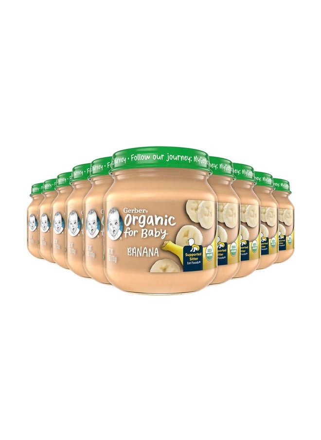 جربر طعام الأطفال العضوي من Gerber 1st Foods، بنكهة الموز، عبوة 4 أونصة (عبوة من 10 قطع)  - Image 1