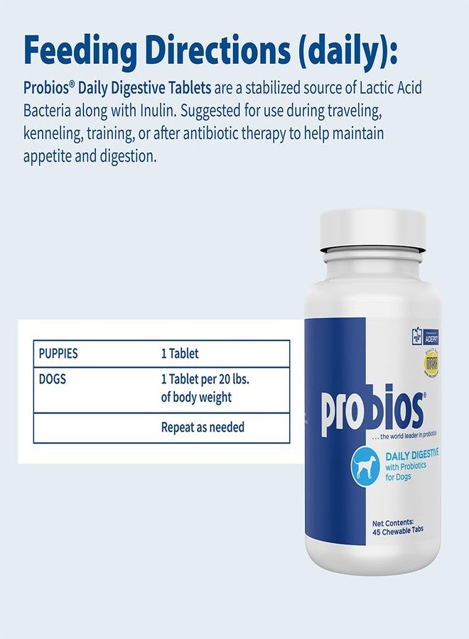بروبيوس أقراص بروبيوتيك قابلة للمضغ للكلاب، مكمل بروبيوتيك يومي لصحة الأمعاء والهضم ودعم المناعة، 45 قرصًا (عبوة من قطعتين) - Image 4