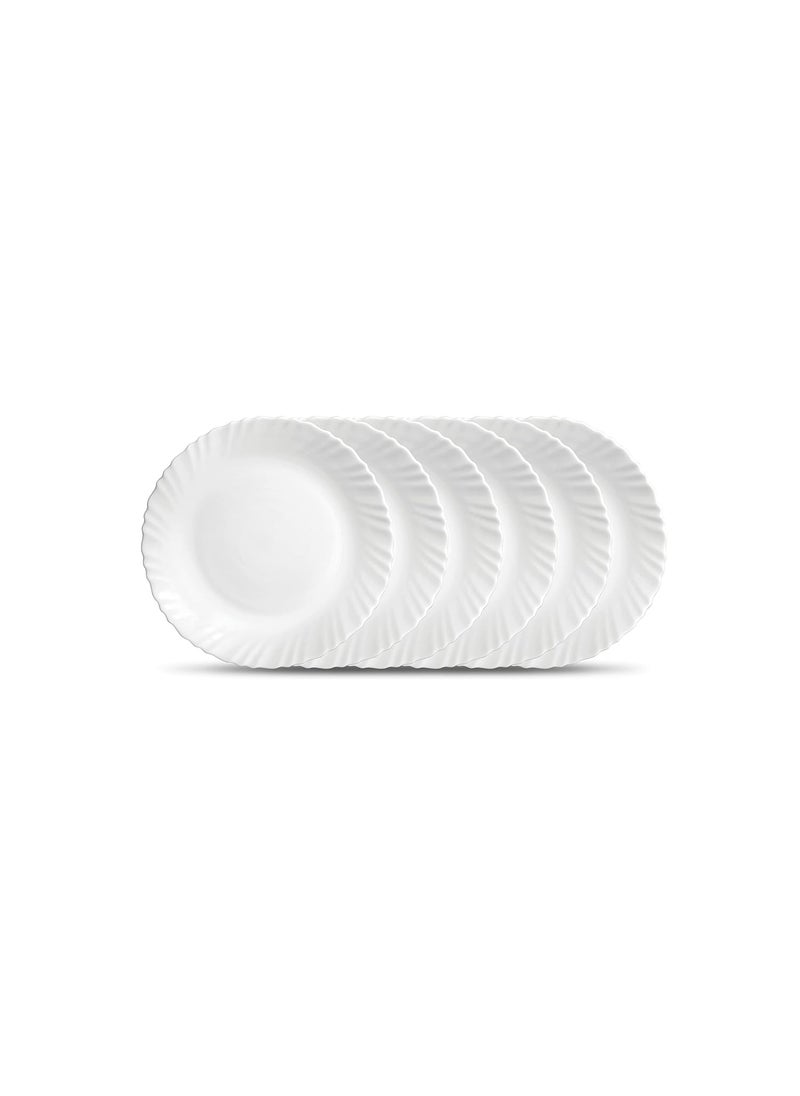 La Opala - La Opala Diva Classique Collection Opal Glass Crockery | Quarter Plate Set of 6 | Plain White Side Plate for Snacking & Gifting | Microwave Safe | 100% Vegetarian | Extra Strong | Super Light & White - Image 1