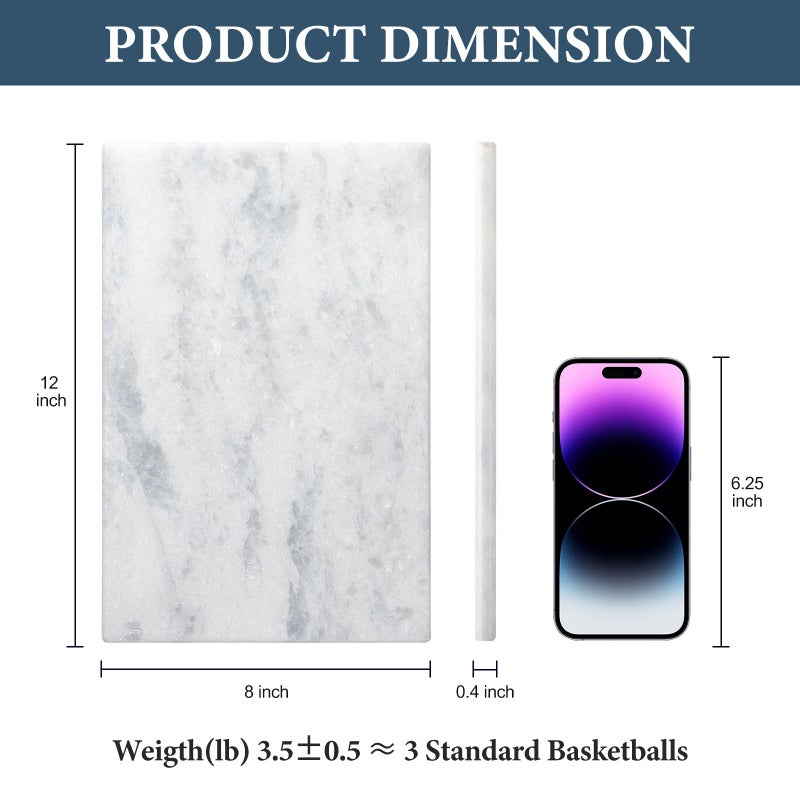 Koville African Natural Marble Cutting Board for Kitchen Pastry Bread, 12" x 8" Genuine Marble Cheese Board Stone Tray for Counter, Bathroom Perfume Tray Jewelry Candle Plate (Namib Fantasy) - Image 2