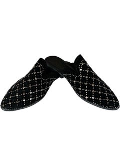 Liger Suede Pointed Toe Stone Design Women's Slippers Black - Silver  - Image 4