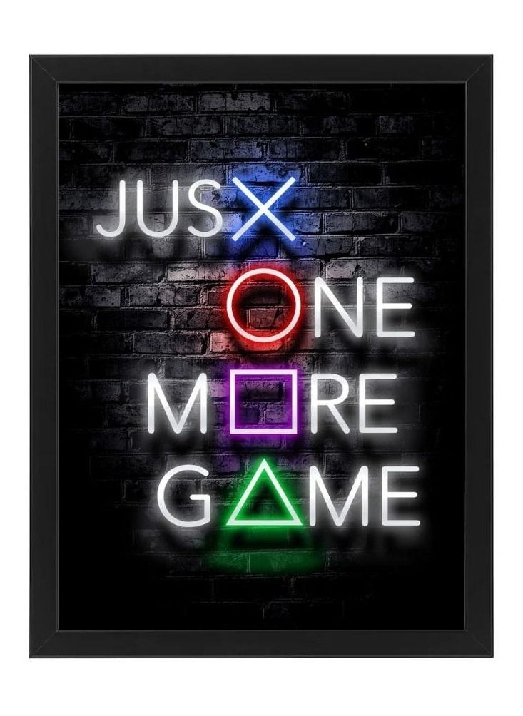 RKN Just One More Game Neon Wall Art Poster Frame 21x30cm  - Image 1