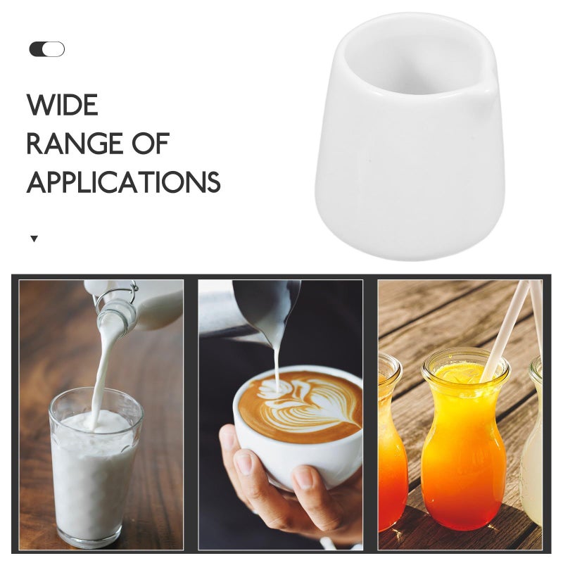 Mini Ceramic Milk Pitcher Coffee Creamer Small White Porcelain Syrup Dispenser - Image 4