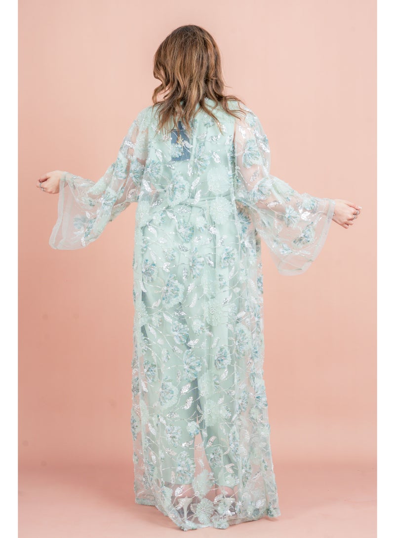 اكسا عباية عصرية بمزيج من الأزهار - Image 2