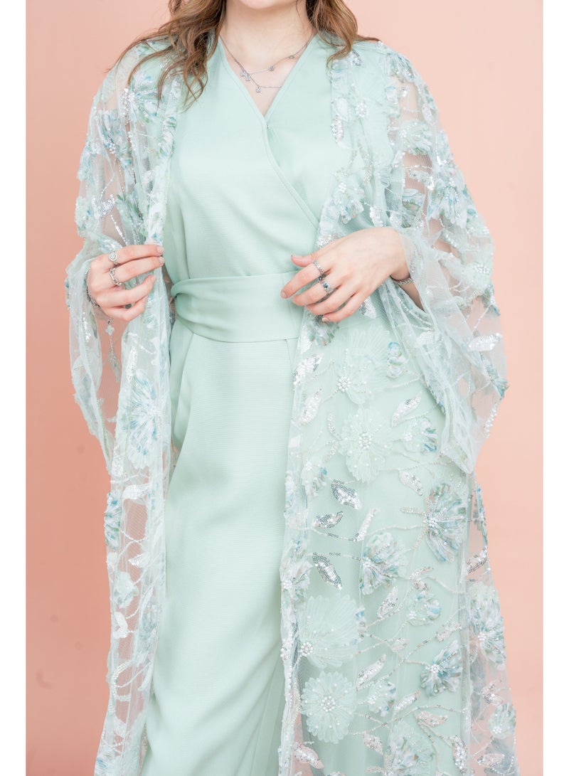 اكسا عباية عصرية بمزيج من الأزهار - Image 4