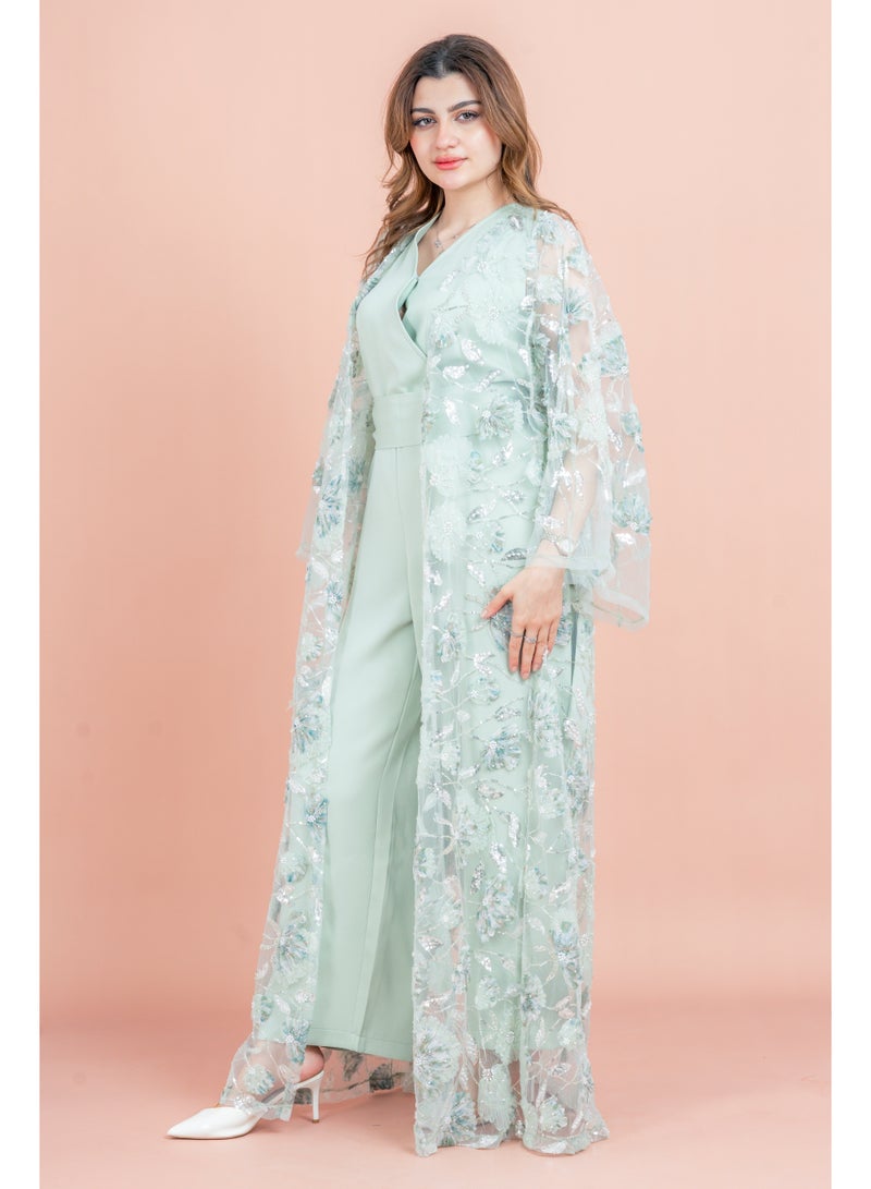 اكسا عباية عصرية بمزيج من الأزهار - Image 3