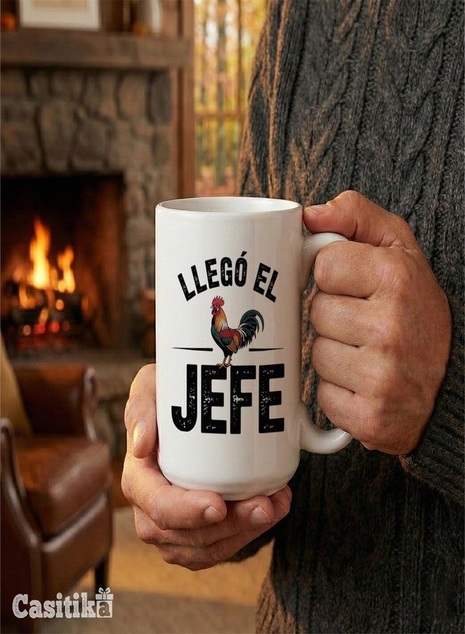 Casitika Llego El Jefe Mug. The Boss 15 oz Coffee Cup for Leaders, Dad or CEO. Spanish Humor Gift for Father’s Day or Dia del Padre. - Image 2