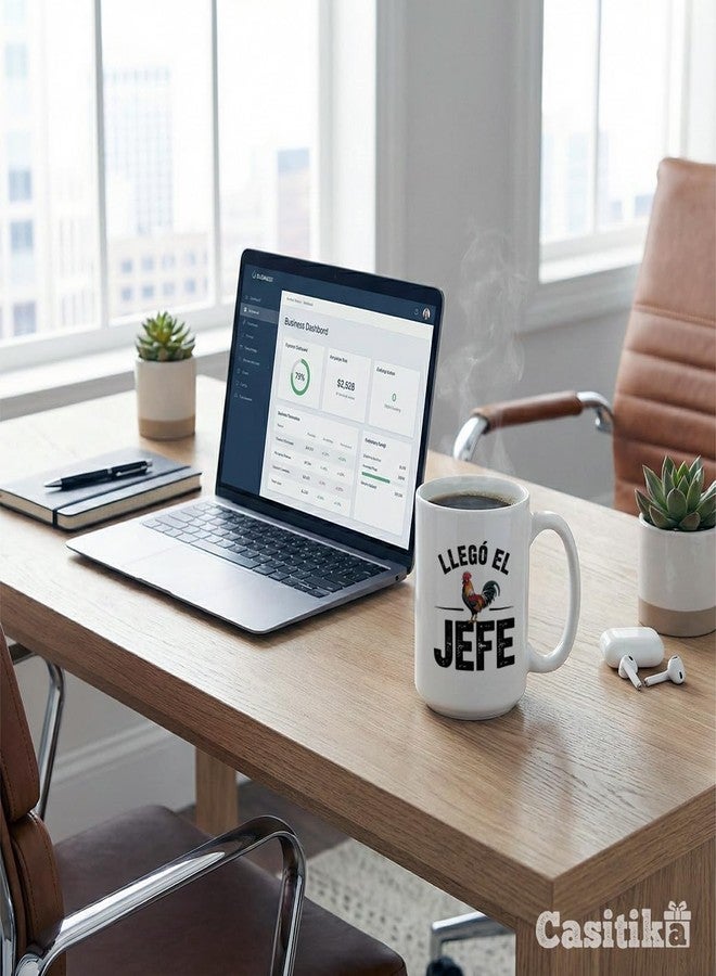 Casitika Llego El Jefe Mug. The Boss 15 oz Coffee Cup for Leaders, Dad or CEO. Spanish Humor Gift for Father’s Day or Dia del Padre. - Image 4