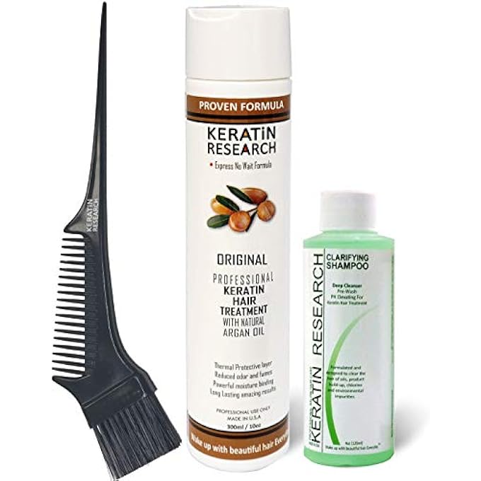 KERATIN RESEARCH BRAZILIAN HAIR BLOWOUT TREATMENT EXPRESS FORMULA 300ML BOTTLE INCLUDES 120ML CLARIFYING SHAMPOO - Image 1