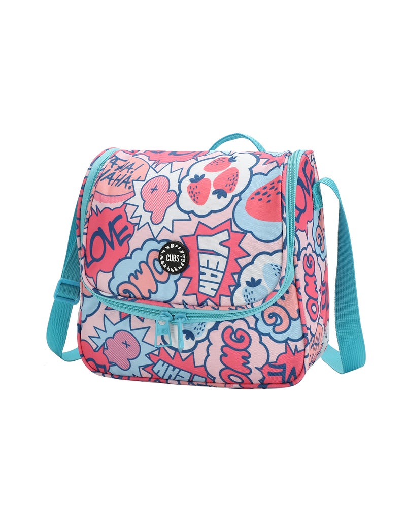 CUBS حقيبة غداء مقاومة للماء بطبعة الفراولة مع حزام كتف قابل للتعديل لحمل وجباتك المفضلة إلى المدرسة أو العمل أو أثناء السفر - Image 3
