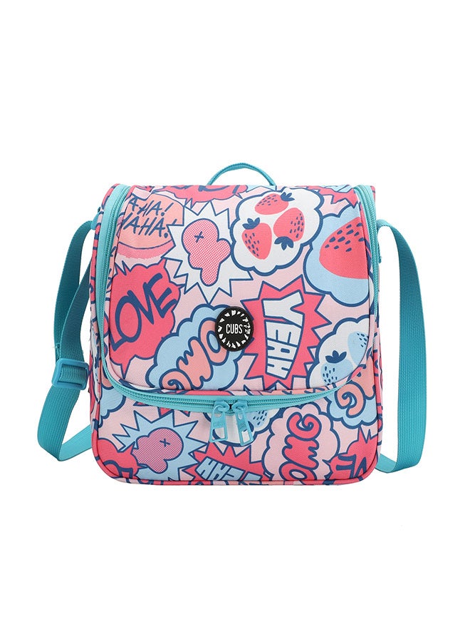 CUBS حقيبة غداء مقاومة للماء بطبعة الفراولة مع حزام كتف قابل للتعديل لحمل وجباتك المفضلة إلى المدرسة أو العمل أو أثناء السفر - Image 1