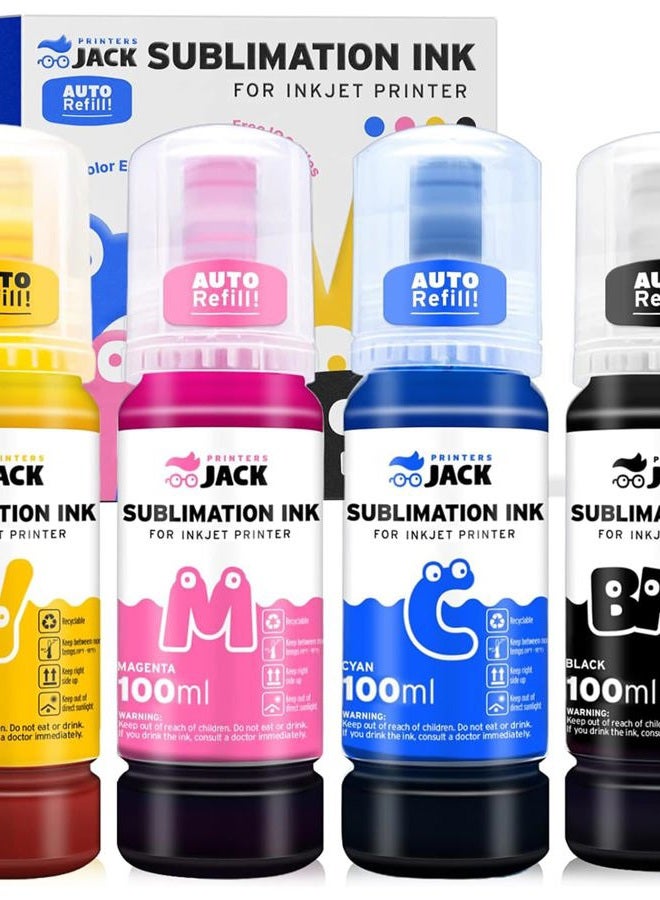 Printers Jack 400ml Sublimation Ink Refill for Epson EcoTank Supertank Printers ET-2720 ET-15000 ET-4700 ET-2760 ET-3760 ET-4760 ET-2700 ET-2750 ET-4750 L3110 L3150 (Offer ICC-Free Printing) - Image 1