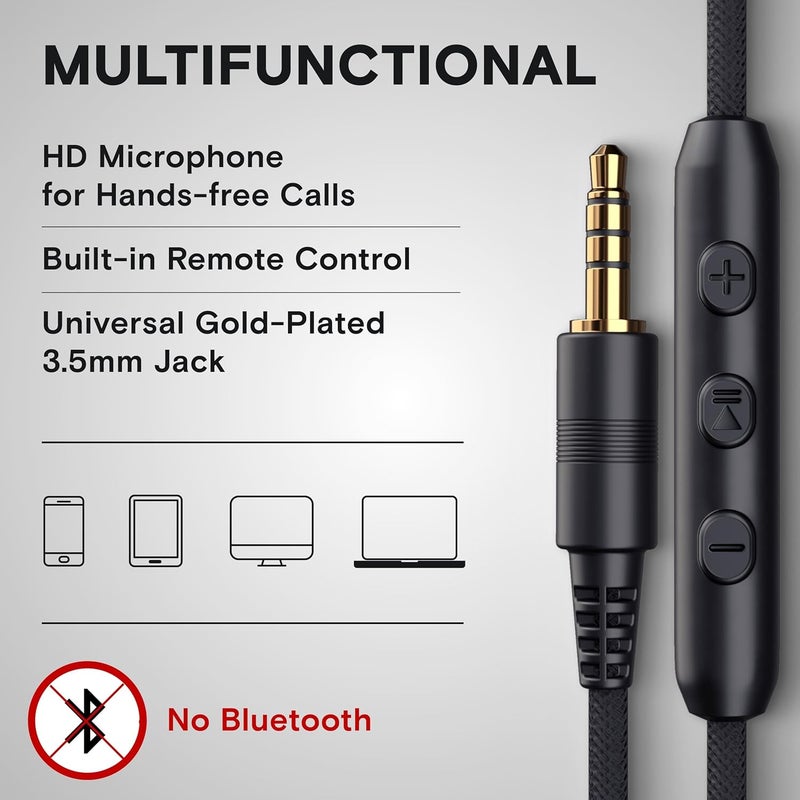Artix CL750 Wired Headphones with Mic & Volume Control — Noise Isolating On-Ear Headphones for Computer and Laptop Wired, Plug in Corded Headphone Over Ear with Wire (Foldable, Aux Jack 3.5mm) - Image 5
