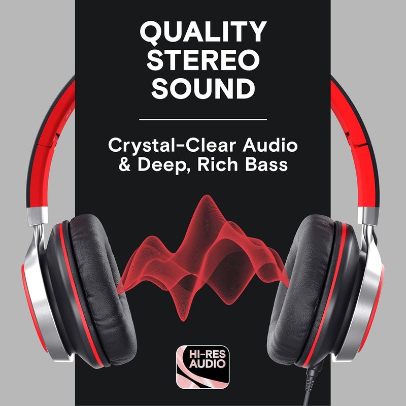Artix CL750 Wired Headphones with Mic & Volume Control — Noise Isolating On-Ear Headphones for Computer and Laptop Wired, Plug in Corded Headphone Over Ear with Wire (Foldable, Aux Jack 3.5mm) - Image 2