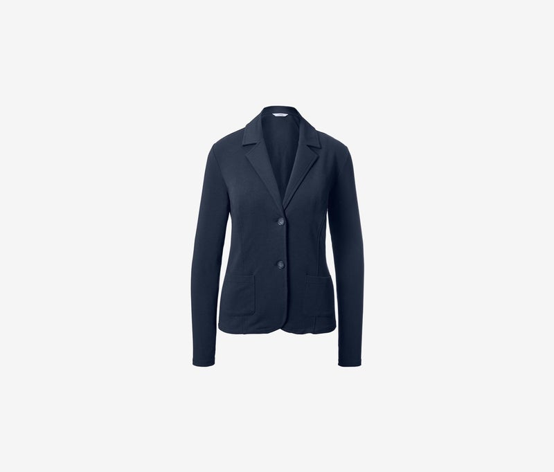 Tchibo Women Regular Fit Notched Collar Plain Casual Blazer, Navy Blue  - Image 2