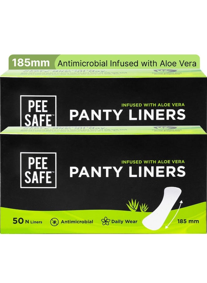 بيساف فوط صحية يومية آمنة للتبول للنساء، بخلاصة الصبار - ١٠٠ فوطة | طول ١٨٥ مم (مقاس كبير) | تصميم منحني لراحة إضافية | سطح ناعم كالقطن | تحافظ على جفافكِ وانتعاشكِ طوال اليوم - Image 1