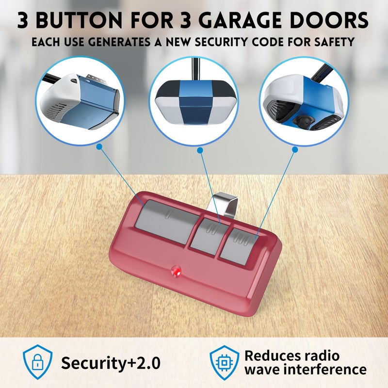 CreaCity 1 For Chamberlain Liftmaster Craftsman Garage Door Opener Remote 893Lm 893Max 971Lm Universal  Red - Image 5