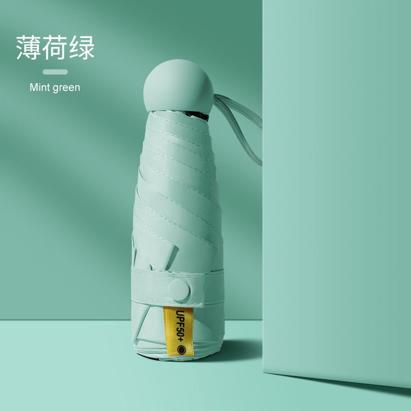 Color Block Folding Umbrella UV Protection Mint green (cloth cover packaging)