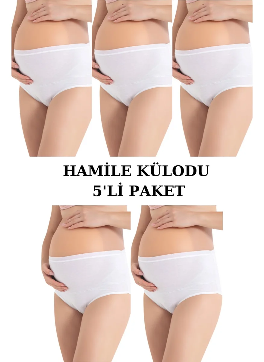 Arma Yıldız 5-Pack White High Waist Maternity and Postpartum Panties 100% Cotton