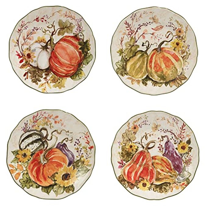 Harvest Morning 16-Piece Ceramic Dinnerware Set, Service For 4  Celebrate Autumn With Vibrant Pumpkins And Florals, Perfect For Cozy Family Meals, Thanksgiving Gatherings, And Fall Entertaining - Image 3