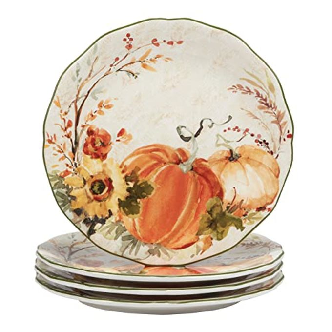 Harvest Morning 16-Piece Ceramic Dinnerware Set, Service For 4  Celebrate Autumn With Vibrant Pumpkins And Florals, Perfect For Cozy Family Meals, Thanksgiving Gatherings, And Fall Entertaining - Image 5
