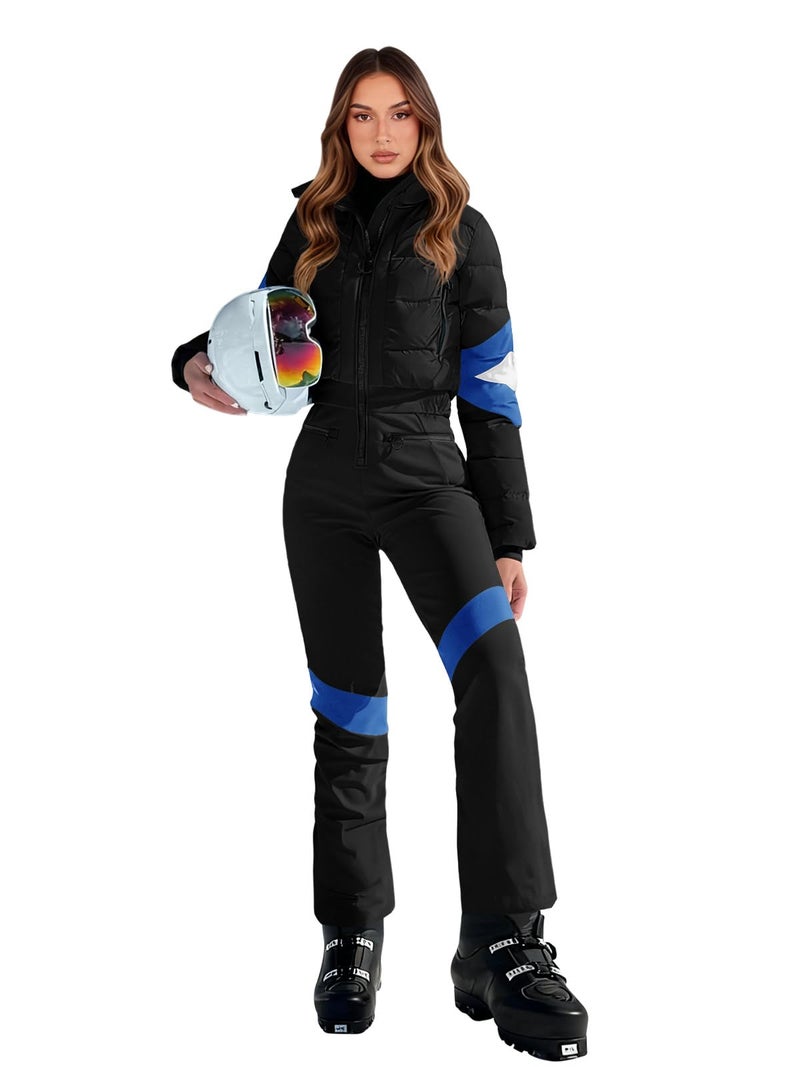 Yousify Womens Onesie Ski Suit Winter Outdoor Sports Warm Waterproof Snowsuit Color Block Jumpsuits Snow Jackets - Image 2