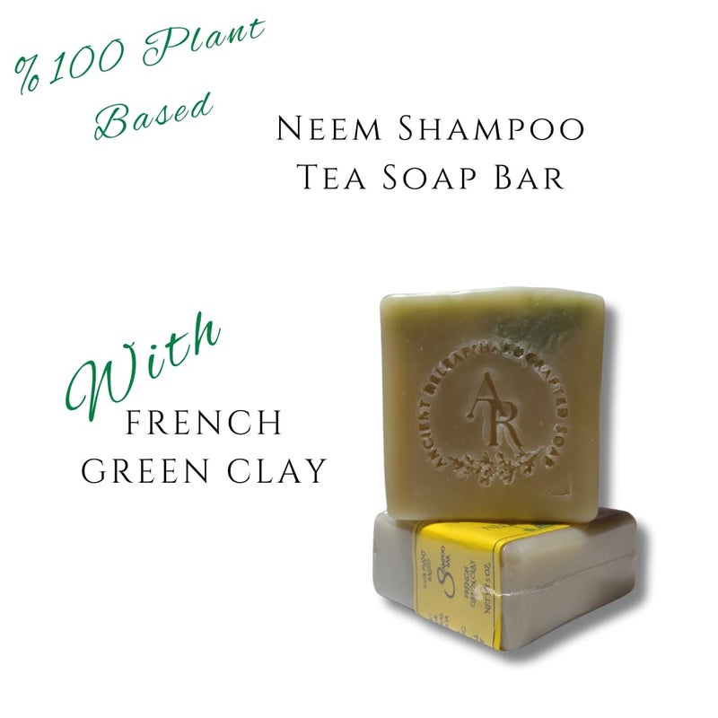 Handmade Ancient Releaf Neem Shampoo Bar with French Green Clay moisturizing conditioning cleansing 100 Veganplant based Fragrancefree natural soap scent 5oz bar - Image 4