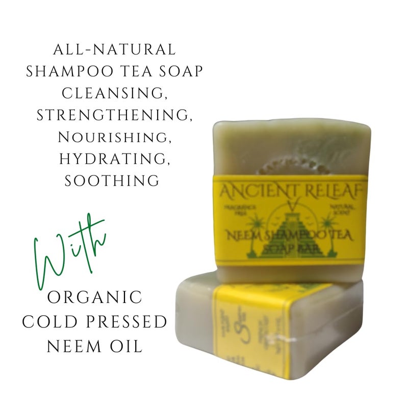 Handmade Ancient Releaf Neem Shampoo Bar with French Green Clay moisturizing conditioning cleansing 100 Veganplant based Fragrancefree natural soap scent 5oz bar - Image 3