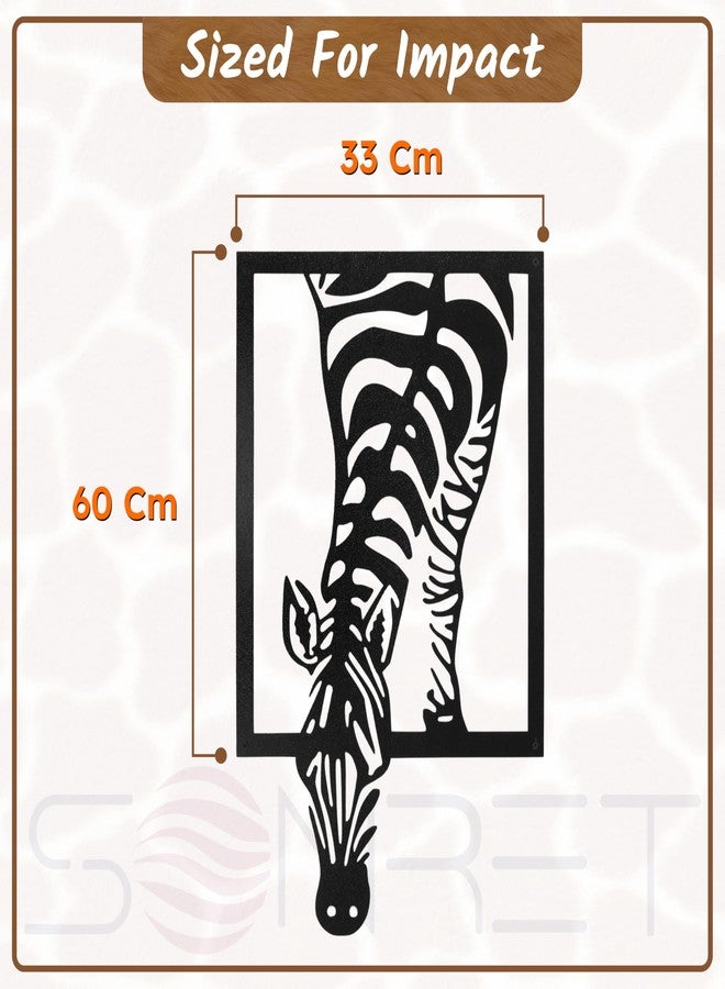 SONRET Zebra Metal Wall Decor - Premium Wall Hanging Decoration for Living Room, Bedroom & Office | Elegant Room Decorate Item & Home Decor Accent for Modern Indian Interiors - Image 2