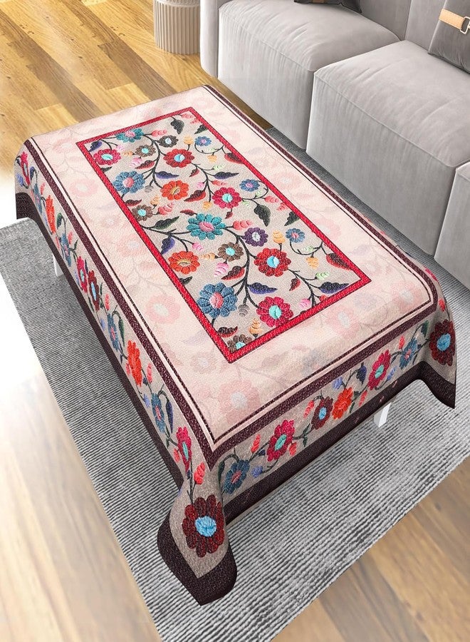 ZUKIODECOR Centre Table Cover Flower Print Dining 4/6 Seater for Parties,Indoor/Outdoor Gatherings Velvet Printed Rectangular Alternative Cloth 36x54inch (Multicolor) - Image 1