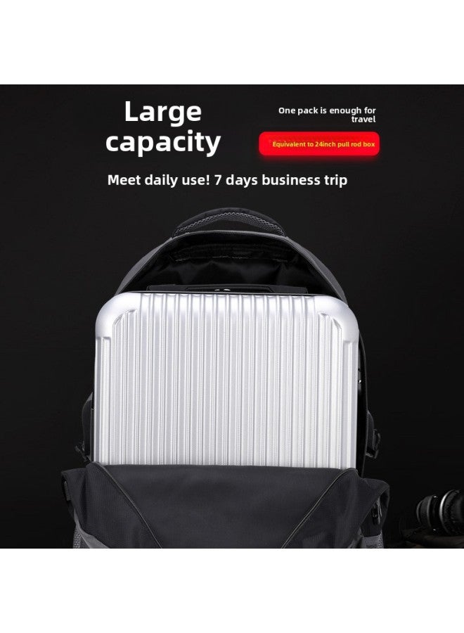 Generic Backpack Men's And Women's Large-capacity Backpack Anti-splashing Travel Outdoor Mountaineering Bag Work Luggage-Color:Sky Blue-Capacity:55L  - Image 4