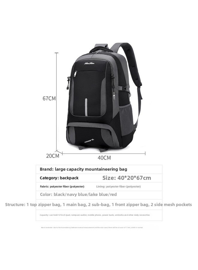 Generic Backpack Men's And Women's Large-capacity Backpack Anti-splashing Travel Outdoor Mountaineering Bag Work Luggage-Color:Sky Blue-Capacity:55L  - Image 3