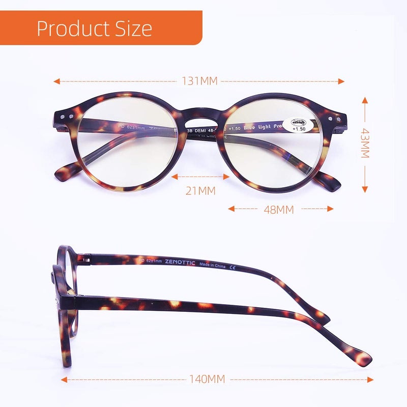 ZENOTTIC Reading Glasses Blue Light Blocking Round Glasses for Men Women Magnification 0.0 1.0 1.5 2.0 2.5 3.0 3.5 - Image 2