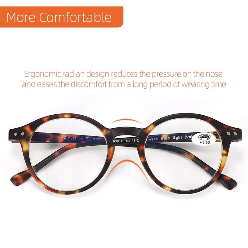 ZENOTTIC Reading Glasses Blue Light Blocking Round Glasses for Men Women Magnification 0.0 1.0 1.5 2.0 2.5 3.0 3.5 - Image 5
