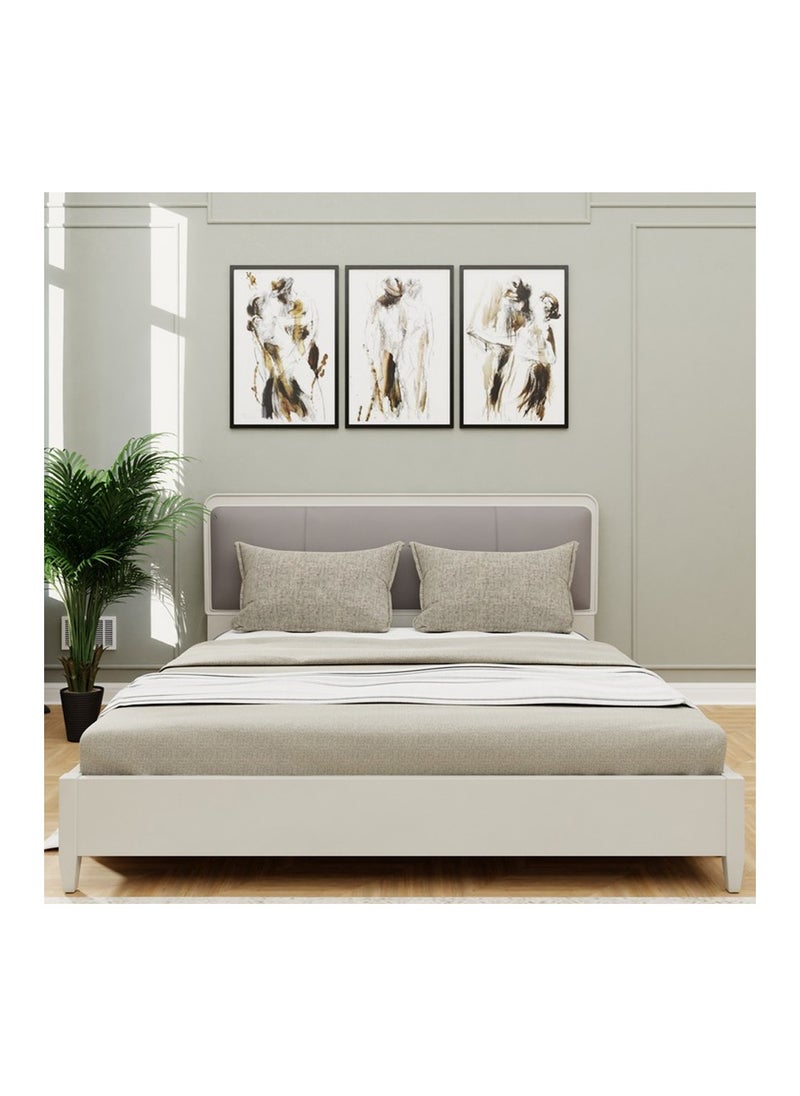 ROYALOAK Royaloak Lucca Queen Size Bed – Leatherette Upholstered Headboard, High Gloss MDF Frame, Modern & Durable Design  - Image 2