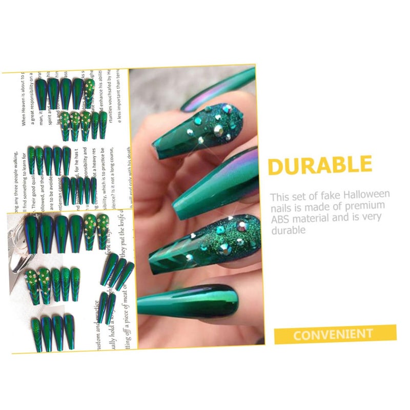 24pcs Halloween Press on Nails with Spider Pattern Extra Long Abs Fake Nails for Women Trimmable Gorgeous Art for Occasion - Image 4