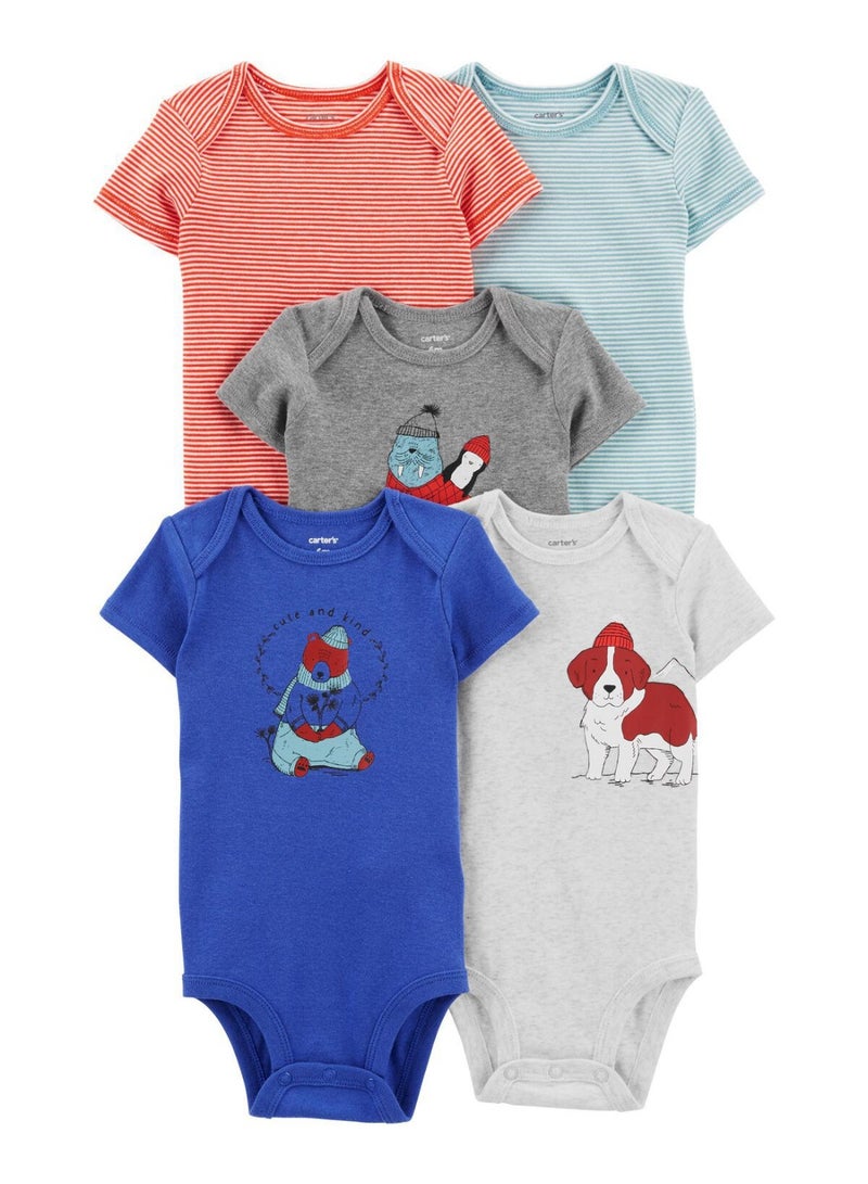 Baby Boys Girls Clothes Infant Romper Bodysuit One-Piece Funny Cute Outfit，5-Pack