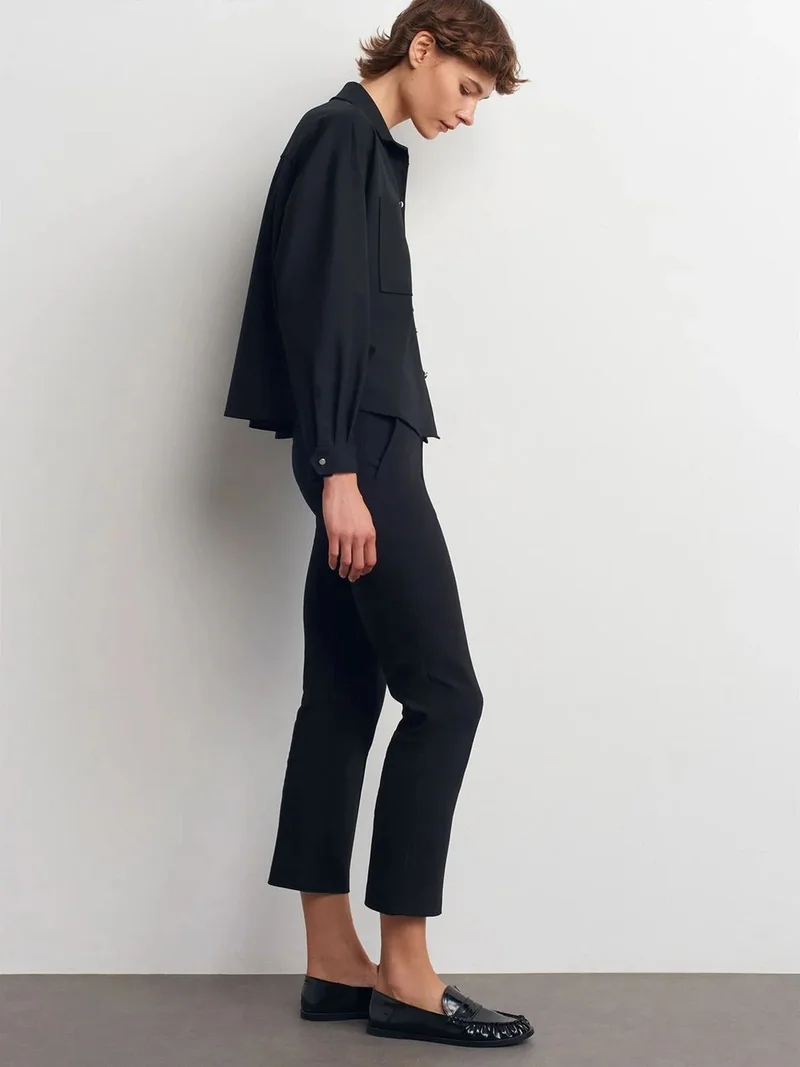 ديلفين Dilvin Women's Mid-Waist Capri Straight Leg Pants