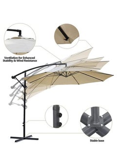 Cool Baby COOLBABY 10FT Offset Patio Umbrella Outdoor Dyed Solution Fabric Umbrella 95% UV Protection Fade Resistant Fabric Umbrella For Backyard And Garden  - Image 3