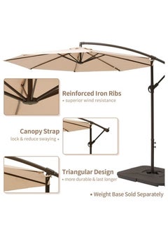 Cool Baby COOLBABY 10FT Offset Patio Umbrella Outdoor Dyed Solution Fabric Umbrella 95% UV Protection Fade Resistant Fabric Umbrella For Backyard And Garden  - Image 4