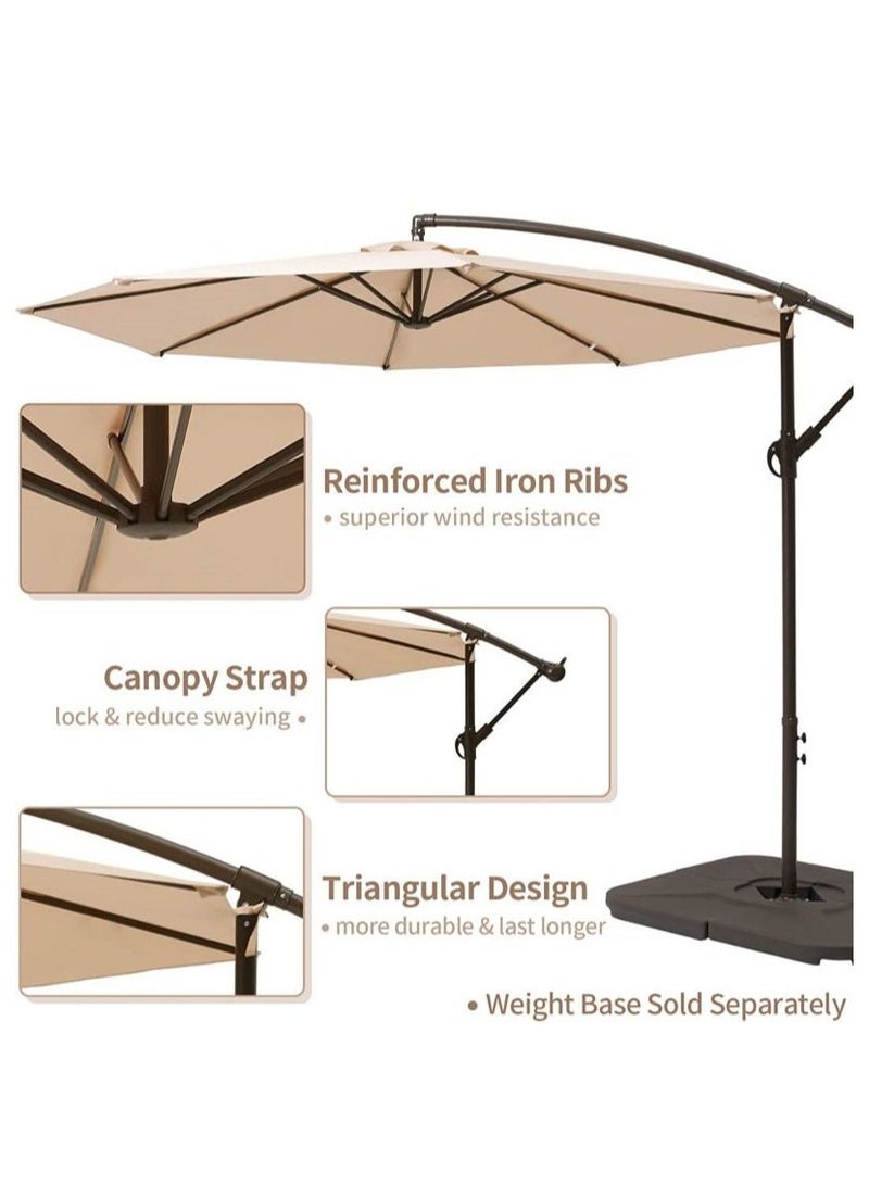 Cool Baby COOLBABY 10FT Offset Patio Umbrella Outdoor Dyed Solution Fabric Umbrella 95% UV Protection Fade Resistant Fabric Umbrella For Backyard And Garden  - Image 4