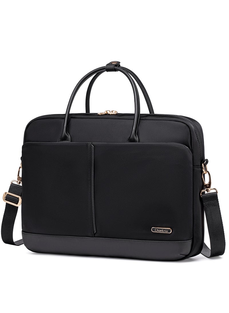 Chantria Premium Lightweight Laptop Bag for Women Water Resistant Multifunctional Hand Bag with Multiple Pockets for Casual/Work/College/ School, CB00772-Black  - Image 1